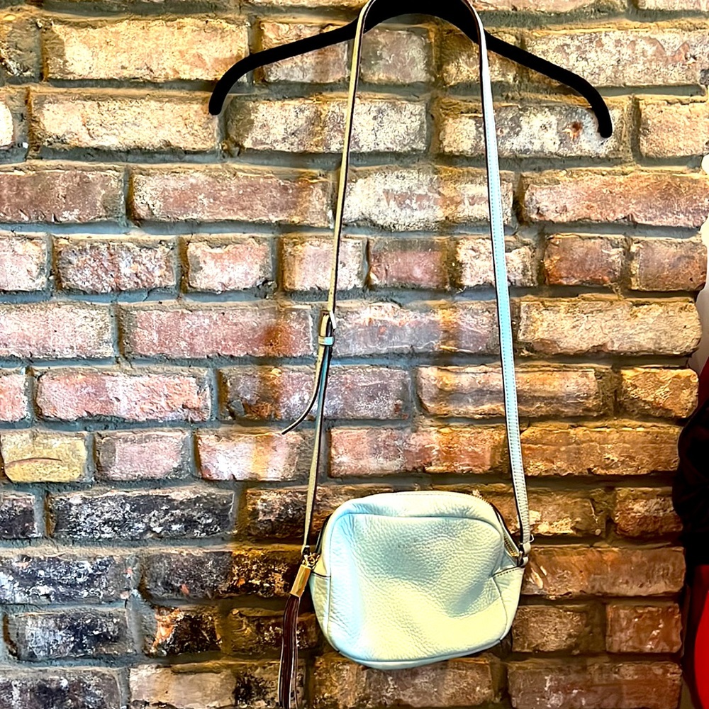 Rare aqua leather Kate Spade adjustable shoulder bag